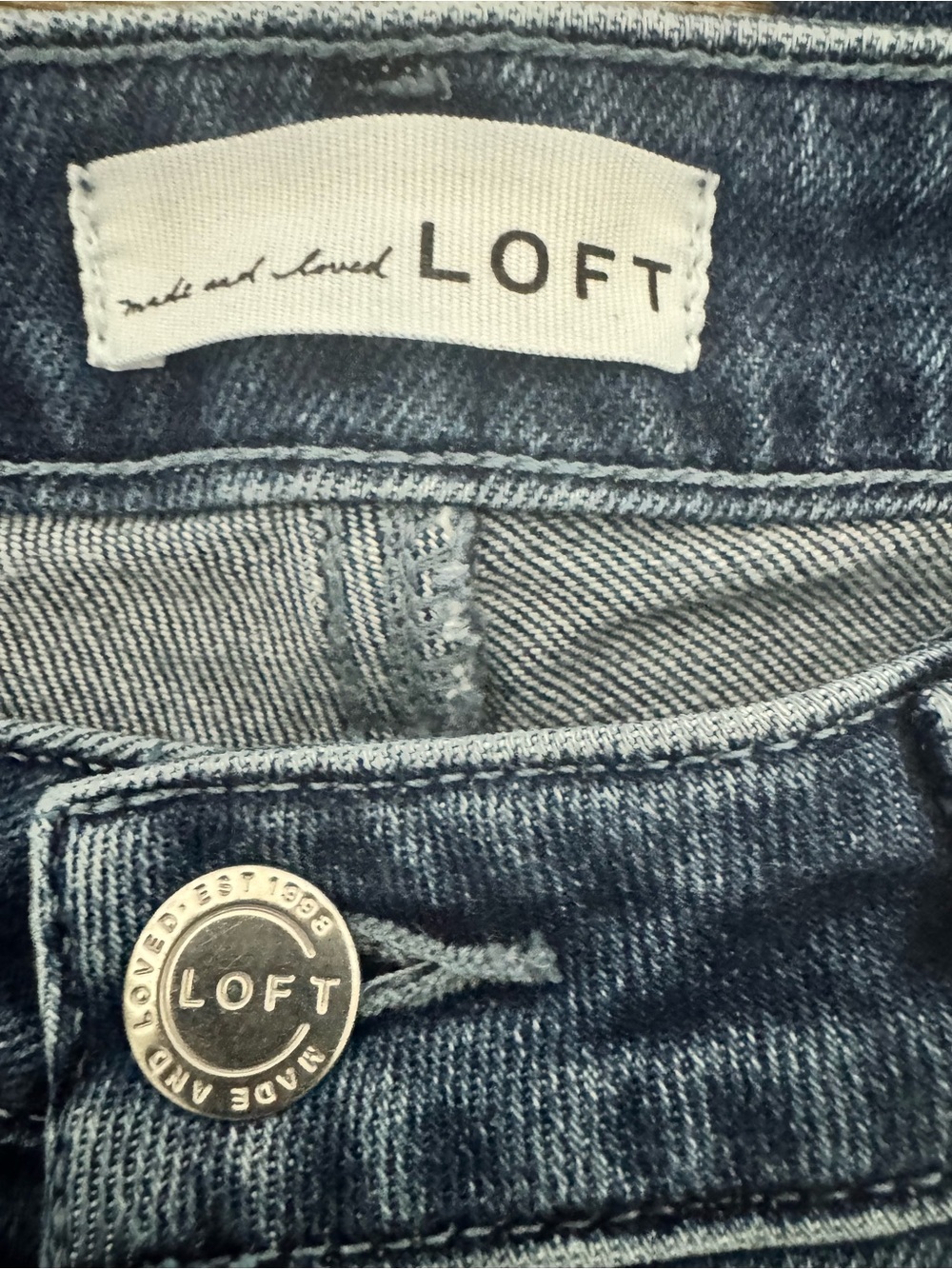 LOFT Dark Blue Curvy High Waist Kick Crop Jeans - Picture 3 of 5